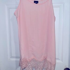 Blush pink cami w/ lace border, plus size tank top